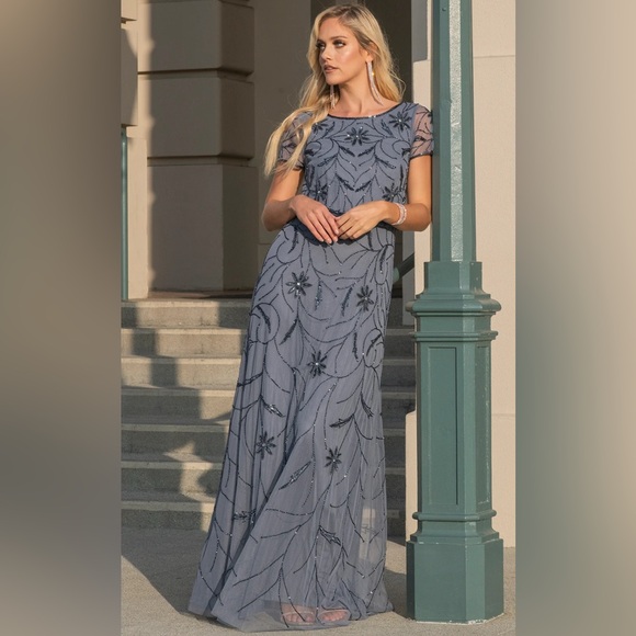 Dresses & Skirts - Amelia Couture Elegant Blue Beaded Evening Gown